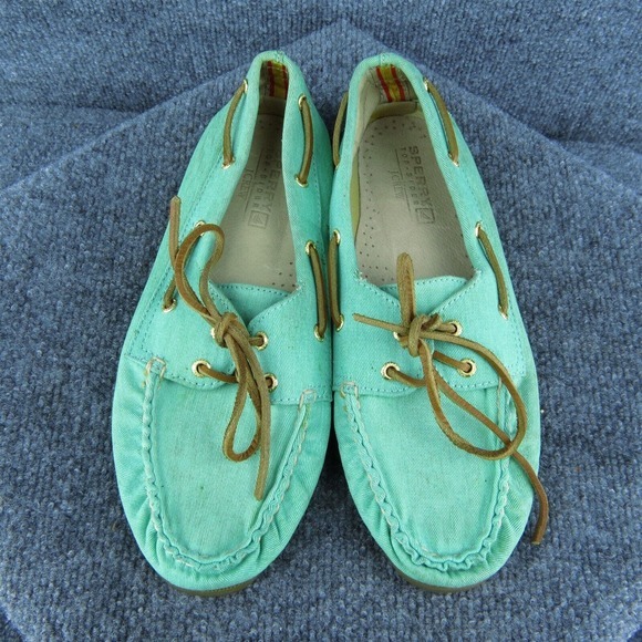 SPERRY By J.Crew Women Boat Shoe Blue Fabric Lace Up Size‎ 9.5 Medium - Picture 3 of 10